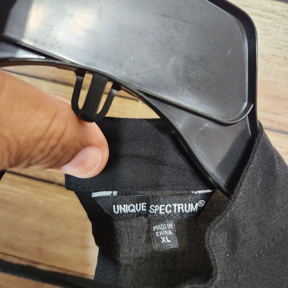 Unique Spectrum V-Neck Black Embroidered Tunic Choke Collar Women's Size XL - Picture 15 of 15